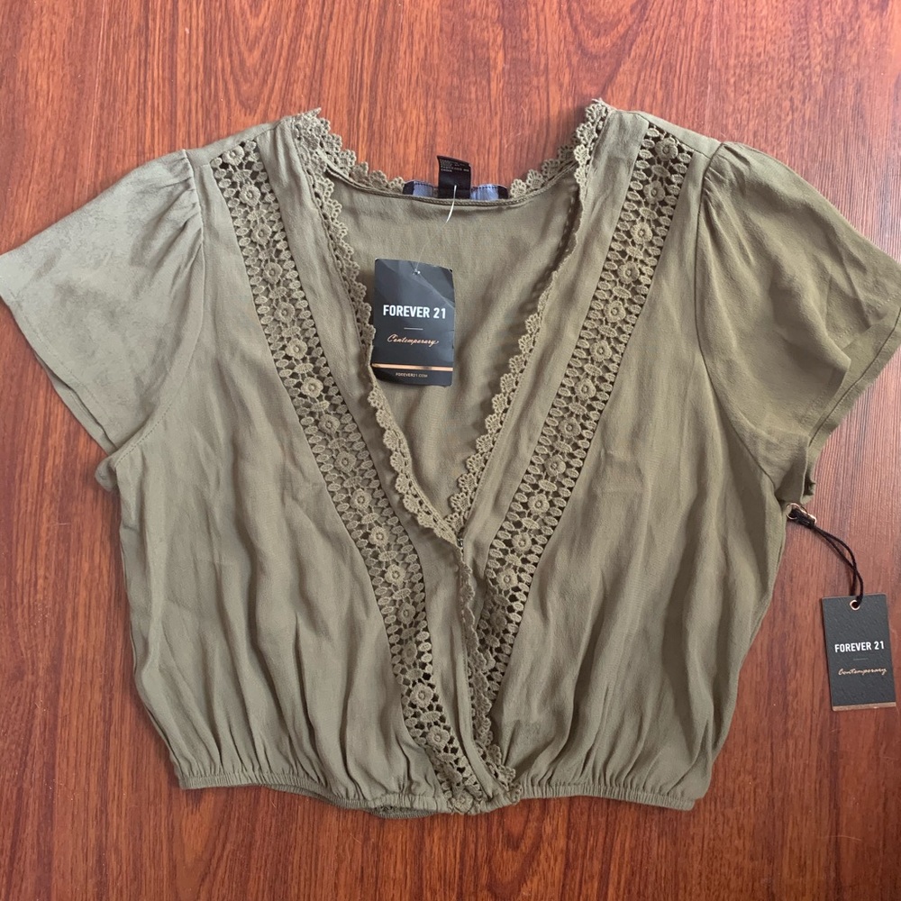 Army green crop top